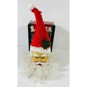 Vintage Christmas Singing Santa Head Light Sensor Jingle Bells Holiday Greetings